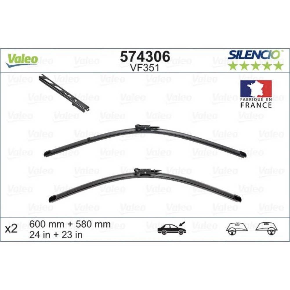Wiper blades Valeo Silencio Flat for Alpina B5 | D5