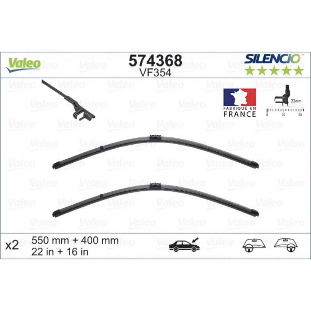 Wiper blades Valeo Silencio Flat for Alfa Romeo 147