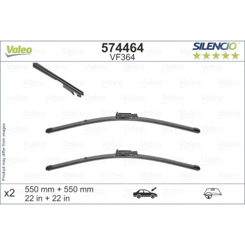 Front wiper blade set Valeo Silencio Flat 550 & 550 mm for Audi A6 Allroad 2006-2011