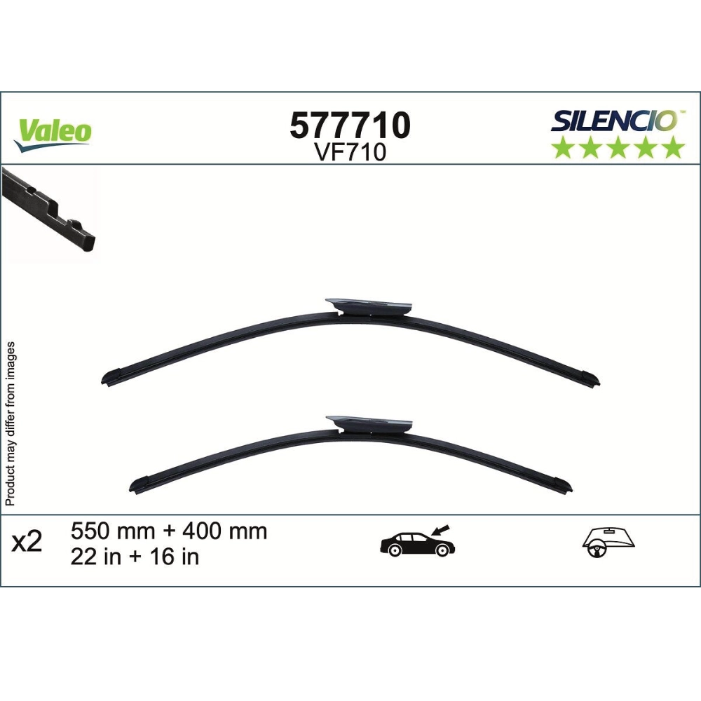 Wiper blades Valeo Silencio Flat for Fiat Panda