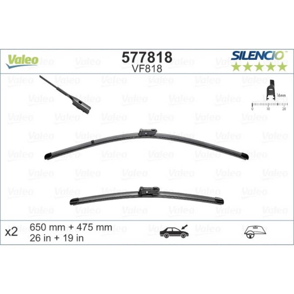 Wiper blades Valeo Silencio Flat for Lamborghini Urus