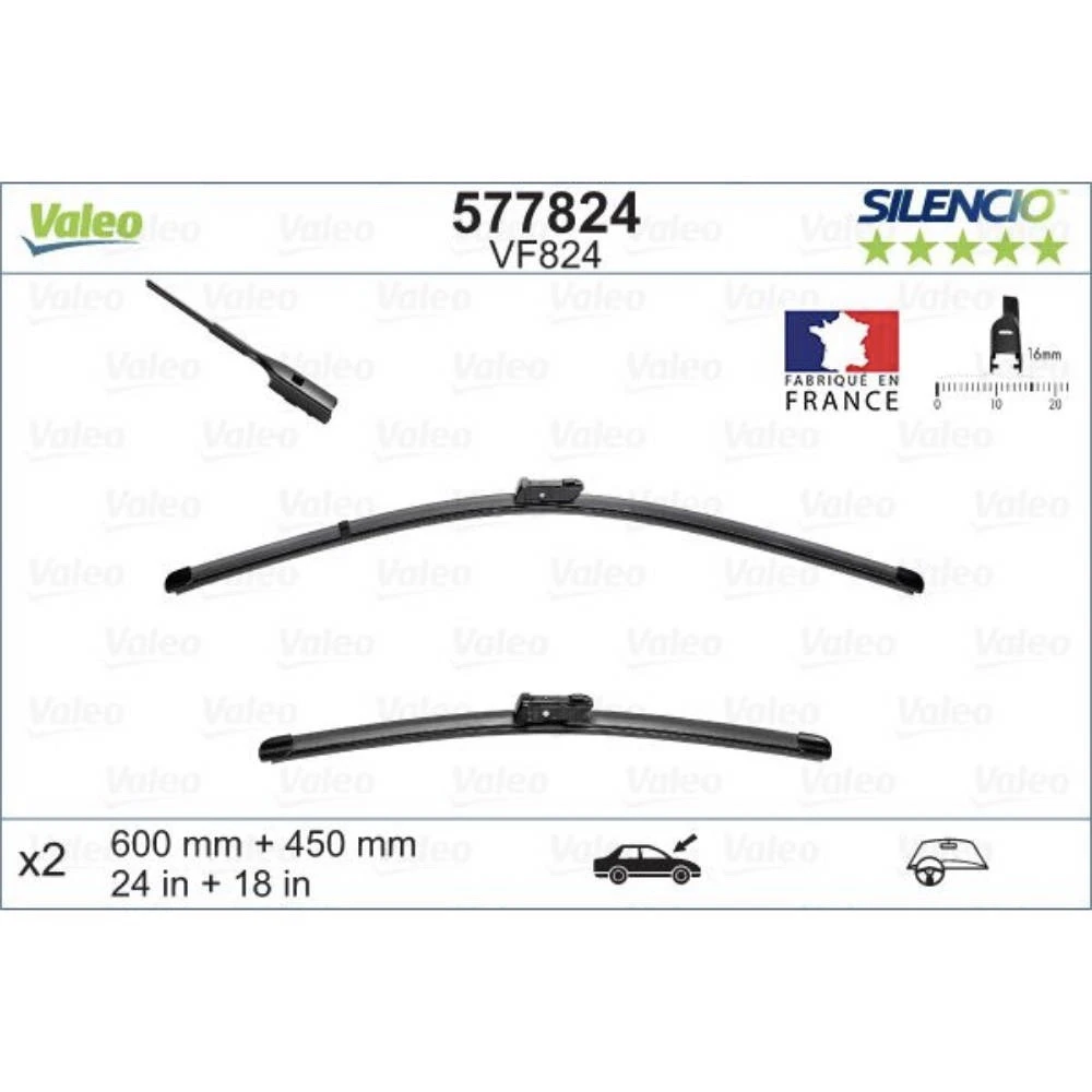Wiper blades Valeo Silencio Flat for DongFeng | DFSK Forthing