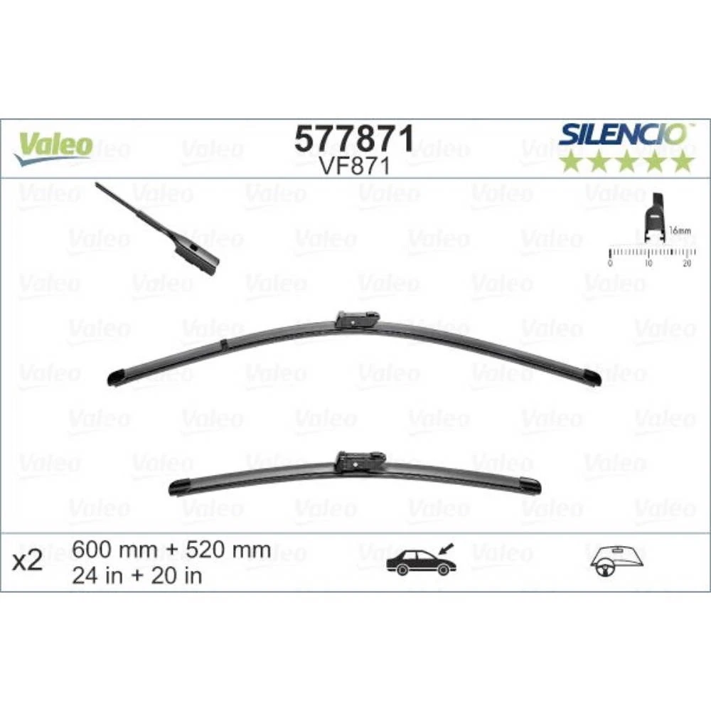 Wiper blades Valeo Silencio Flat for Bentley Continental