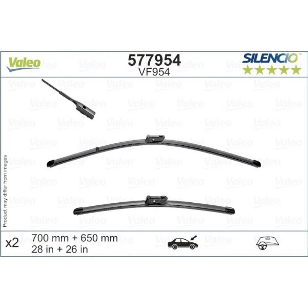Комплект передніх щіток Valeo Silencio Flat 700 & 650 мм для Volkswagen Crafter 2 2016-2026