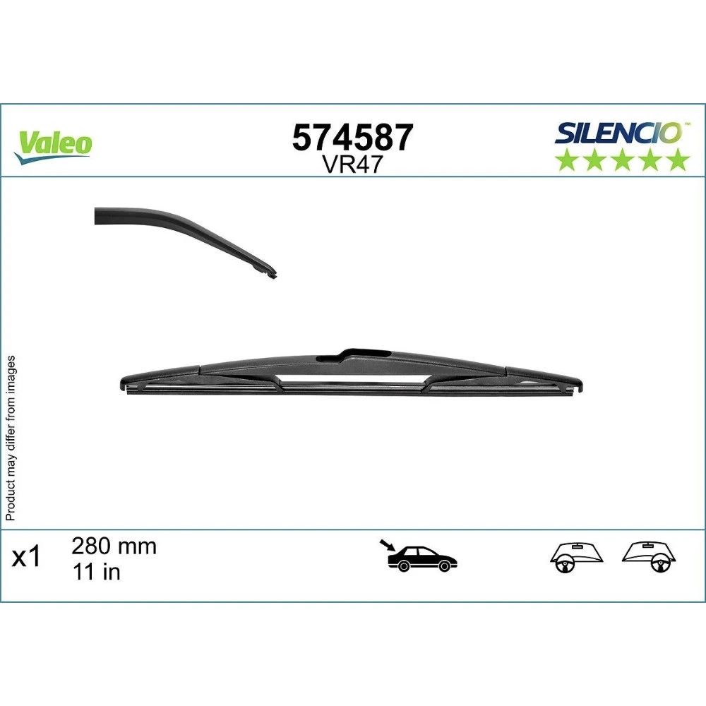 Rear wiper blade Valeo Silencio Rear 280 mm for Pontiac Vibe 2002-2008
