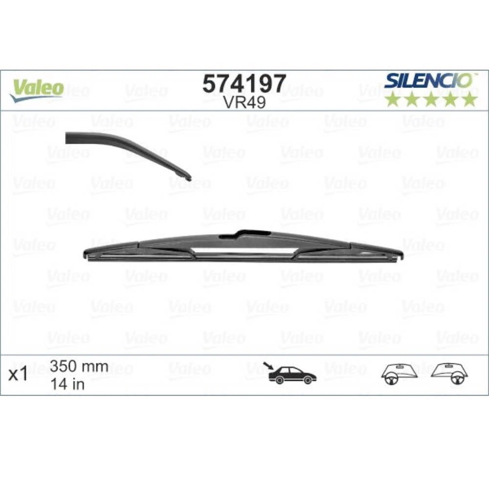 Rear wiper blade Valeo Silencio Rear 350 mm for Jaguar X-Typee 2001-2010