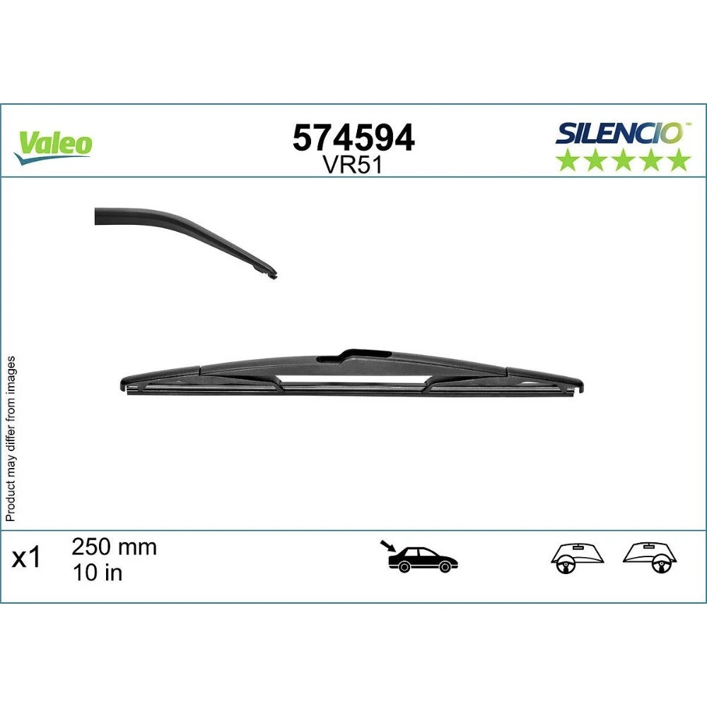 Rear wiper blade Valeo Silencio Rear 250 mm for KGM Tivoli 2022-2026